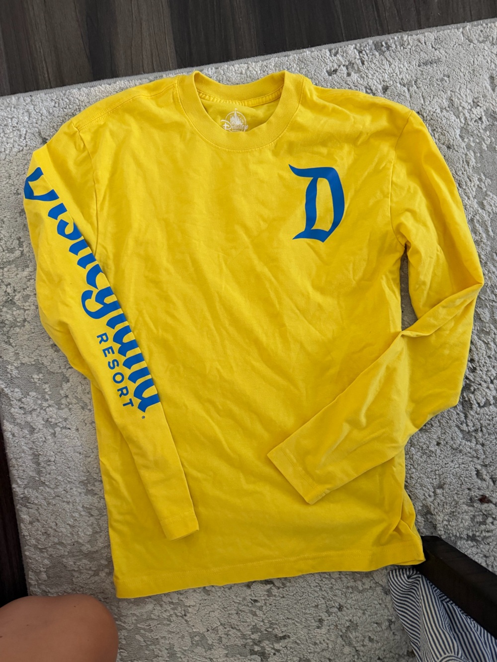 Disney Yellow Long Sleeve Shirt with Blue Logo
